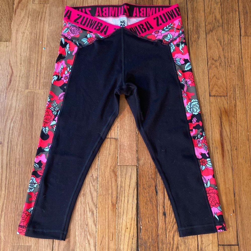 Floral Zumba Jacquard Elastic Capri Legging